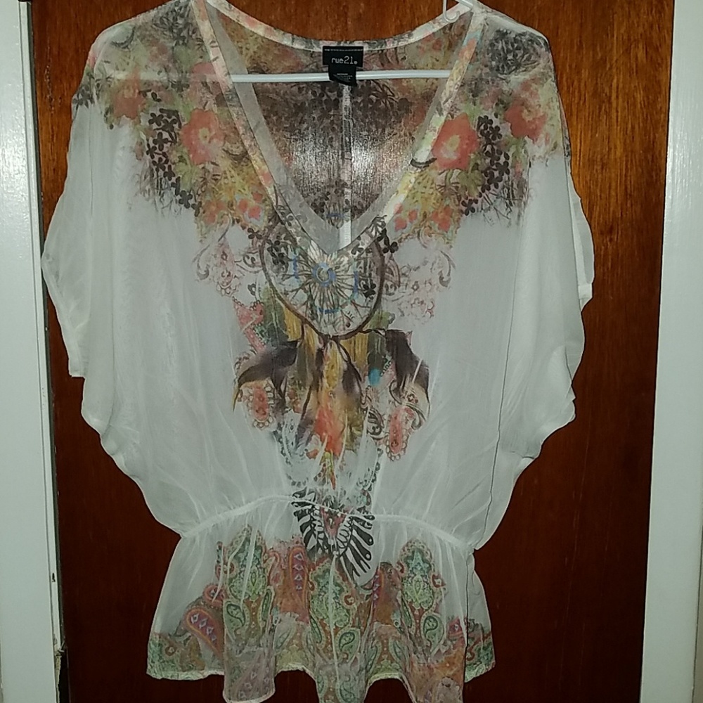 Sheer Rue21 dreamcatcher blouse size medium